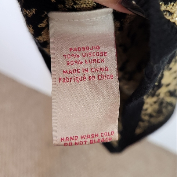 Parker Black Gold Knit Long Sleeve Knit Mini Bodycon Sweater Dress Size XS Cute - Picture 8 of 13